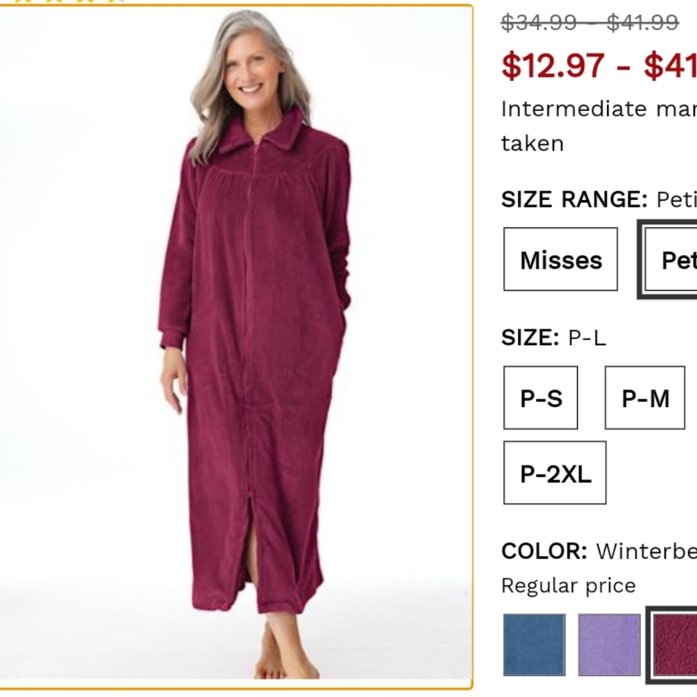 Womens pajama gown petite size